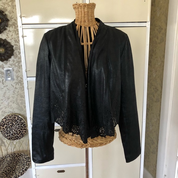 INC Light Faux Leather Jacket Cutout Sz L - Picture 3 of 7